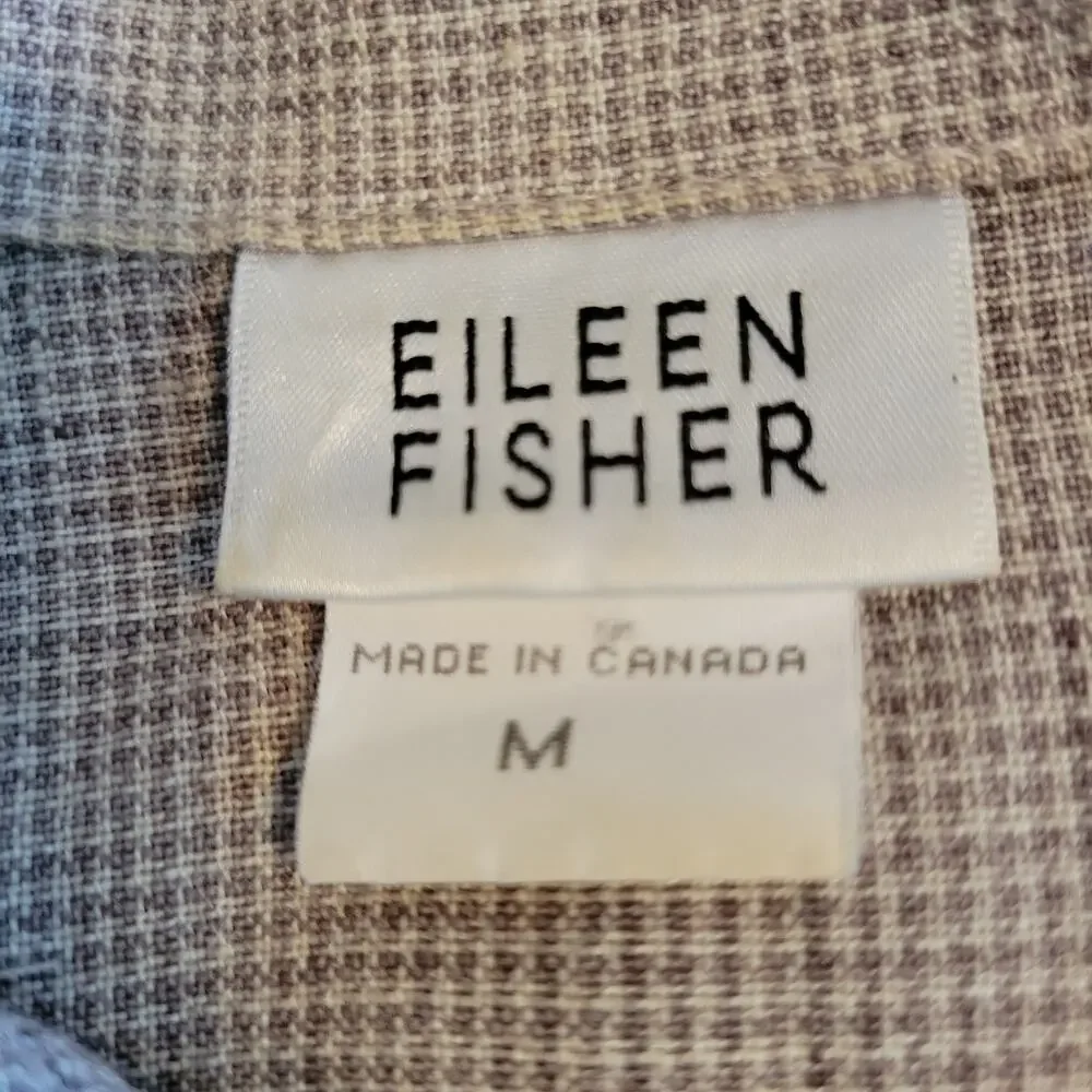 Eileen Fisher Washed Organic Linen Blend Classic Collar Button Down Shirt Size M - Picture 2 of 7